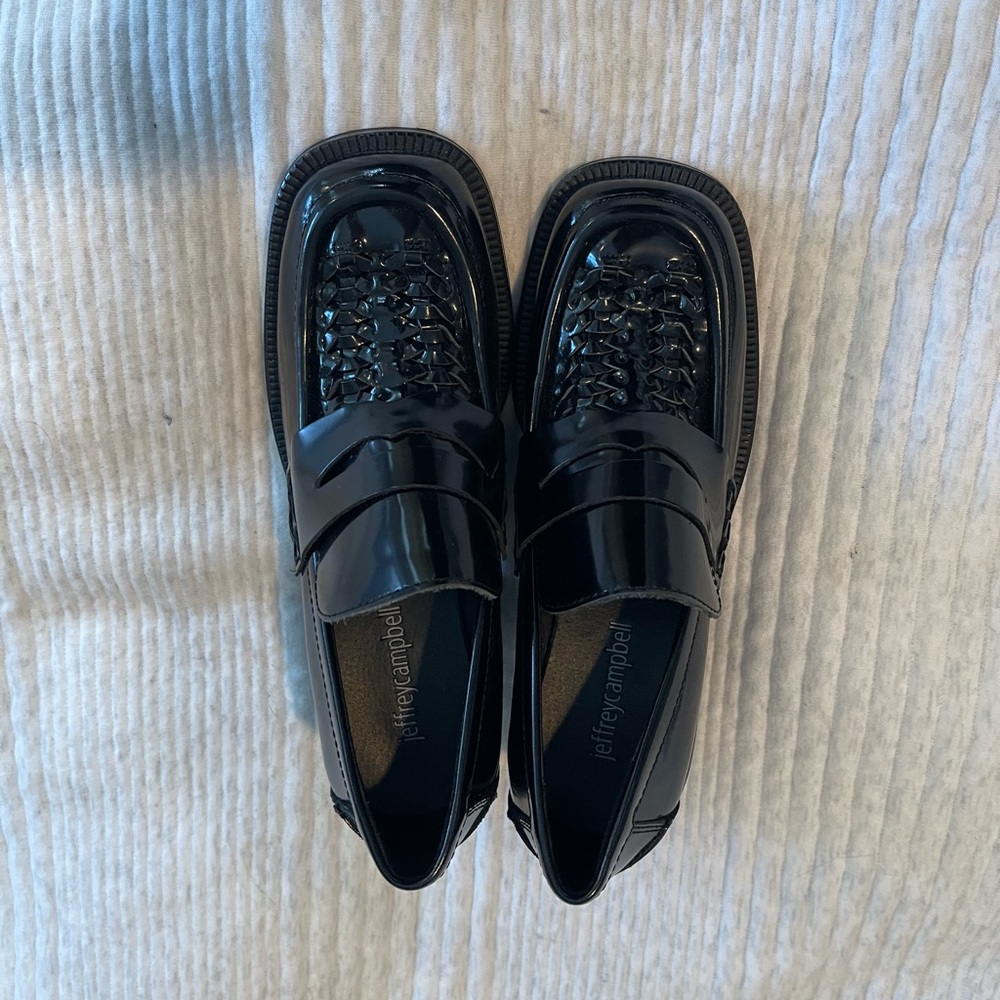 Jeffery Campbell Panten leather heel loafers NEVER WORN